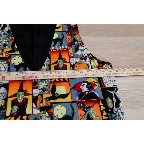 111 Main Halloween scene adj Vest Mens Unisex colorful retro witch Vampire L - Picture 5 of 5